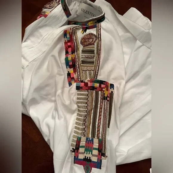 Valentino Women’s beads embellished cuffs dress in white size 10 NWT $4700 - Picture 6 of 15